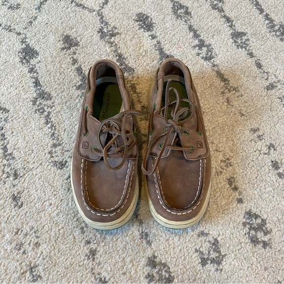 Boys Sperry brown leather boat shoes size 12M - Picture 2 of 5